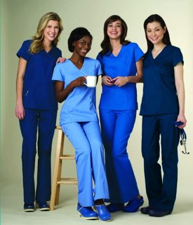 Nurses Working Uniform, Short Sleeve Pockets Workers Tee Shirt / Top For  Adults